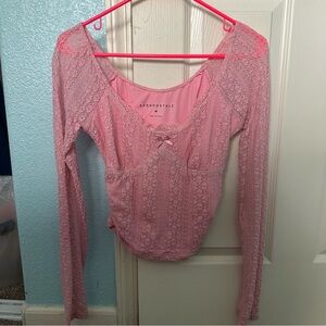 Aeropostale Y2K Blush Lace Whimsical Blouse